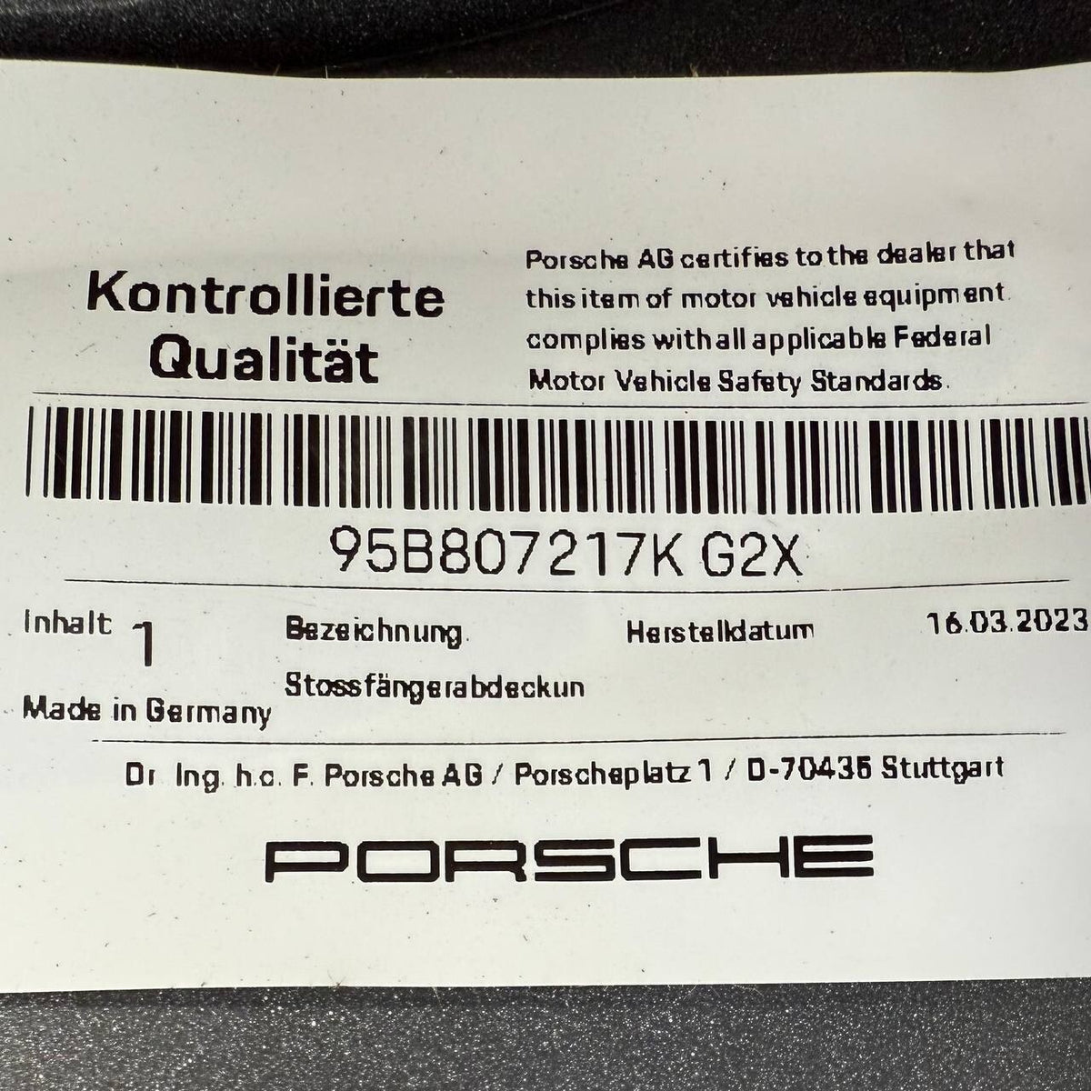 2019 2020 2021 2022 PORSCHE MACAN FRONT BUMPER COVER OEM NEW
