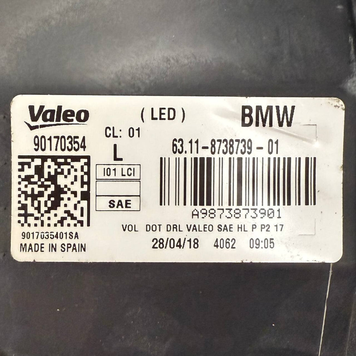 2014 2015 2016 2017 BMW I3 HEADLIGHT HEADLAMP LEFT DRIVER SIDE OEM USED 8738739