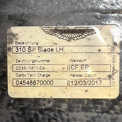 2014 2015 2016 2017 2018 ASTON MARTIN VANQUISH LOWER LEFT PLATE SILL BLADE TRIM