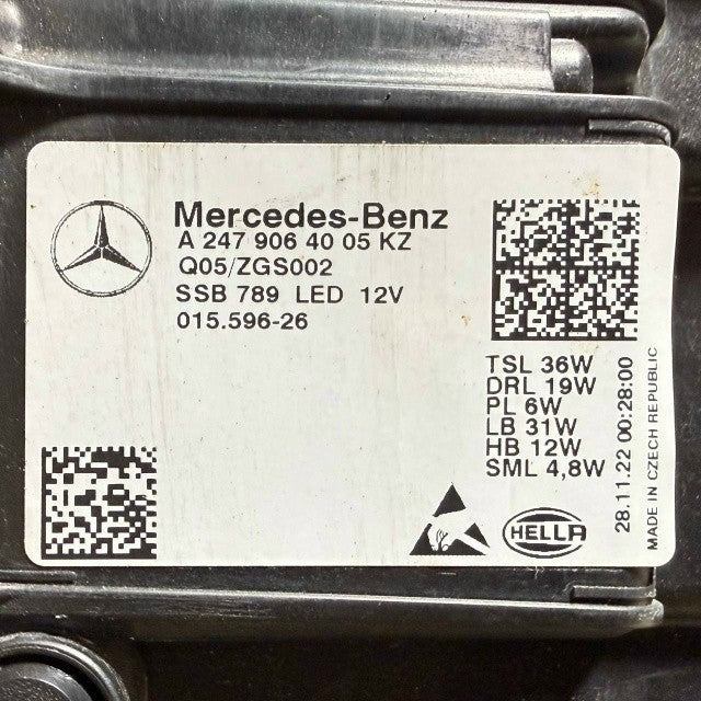 2021 2022 2023 MERCEDES BENZ H247 GLA250 GLA RIGHT PASSENGER HEADLIGHT HEADLAMP