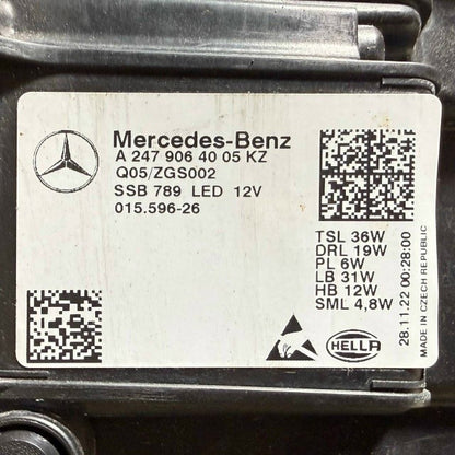 2021 2022 2023 MERCEDES BENZ H247 GLA250 GLA RIGHT PASSENGER HEADLIGHT HEADLAMP