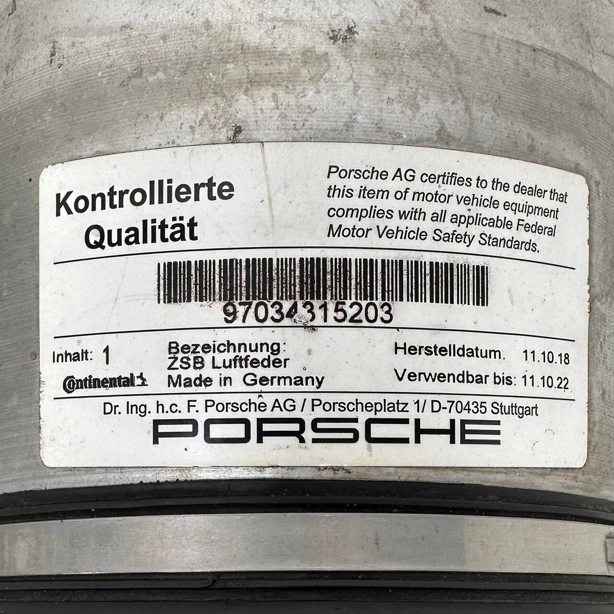 2010 2011 2012-2016 PORSCHE PANAMERA FRONT RIGHT SUSPENSION SHOCK STRUT ABSORBER