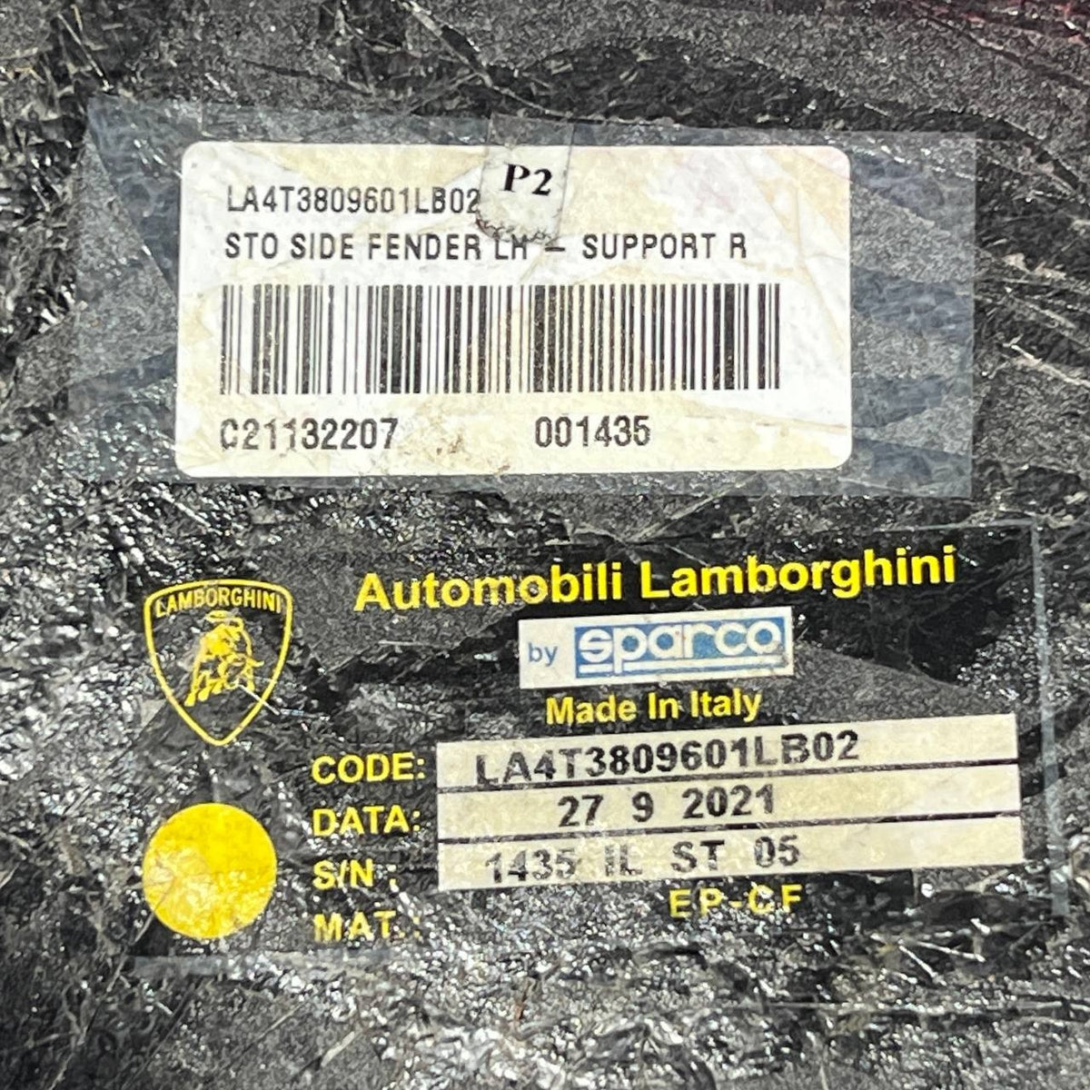 2020-2023 LAMBORGHINI HURACAN STO QUARTER PANEL REAR FENDER LEFT DRIVER CARBON