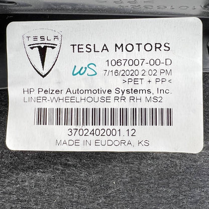 2017 2018 2019-2021 TESLA MODEL 3 REAR RIGHT WHEEL FENDER LINER SPLASH GUARD 