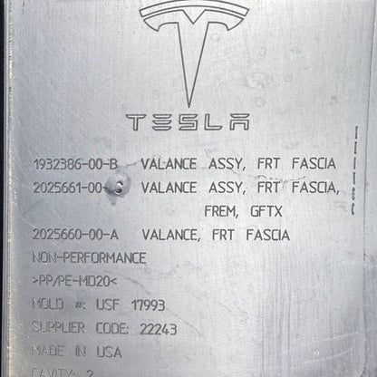 2025 2026 TESLA MODEL Y FRONT BUMPER LOWER SPLASH VALANCE COVER OEM USED