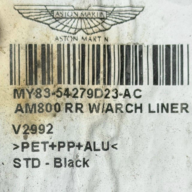 2021-2025 ASTON MARTIN DBX REAR LEFT DRIVER WHEEL FENDER LINER SPLASH GUARD