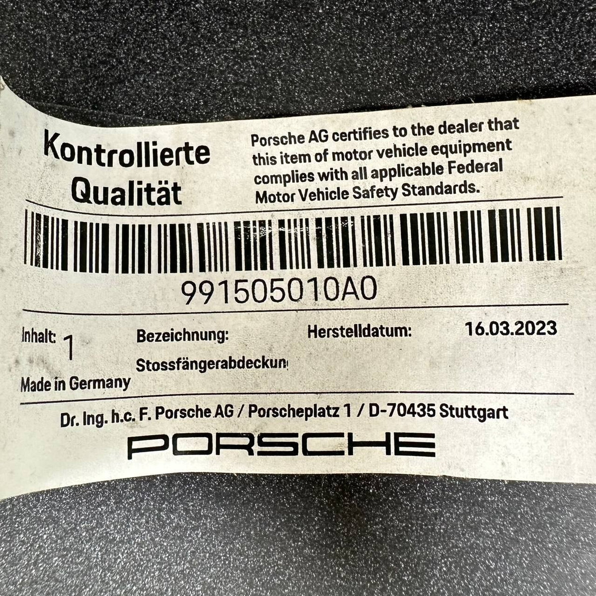 2012 2013 2014 2015 2016 PORSCHE 911 991.1 FRONT BUMPER COVER OEM NEW 991505010A