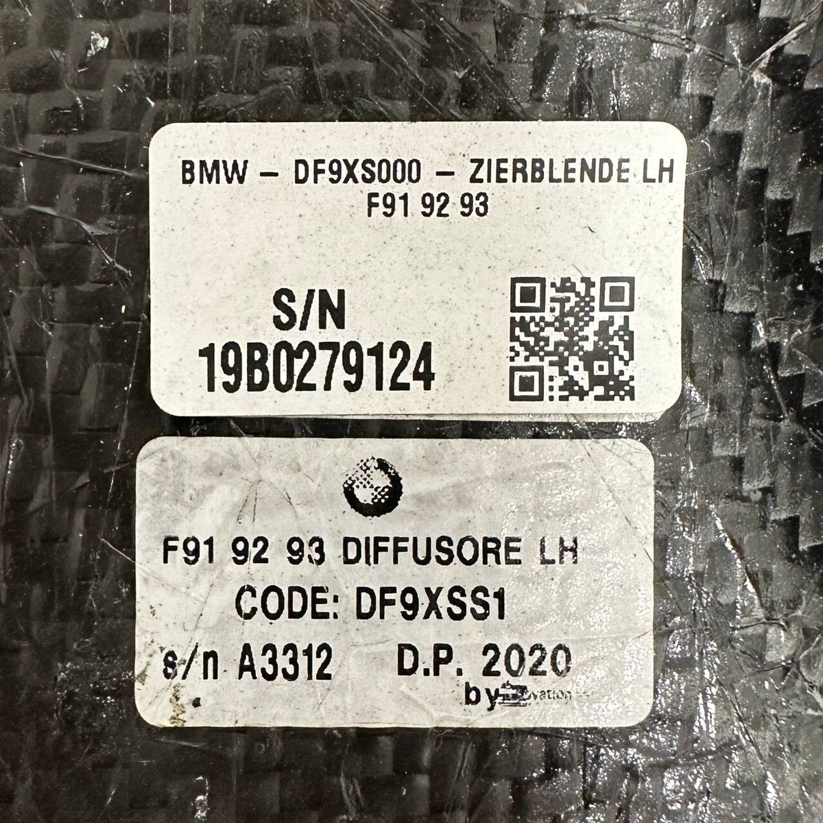 2020 2021 2022 2023 2024 BMW F91 F92 REAR BUMPER LOWER LEFT TRIM COVER CARBON