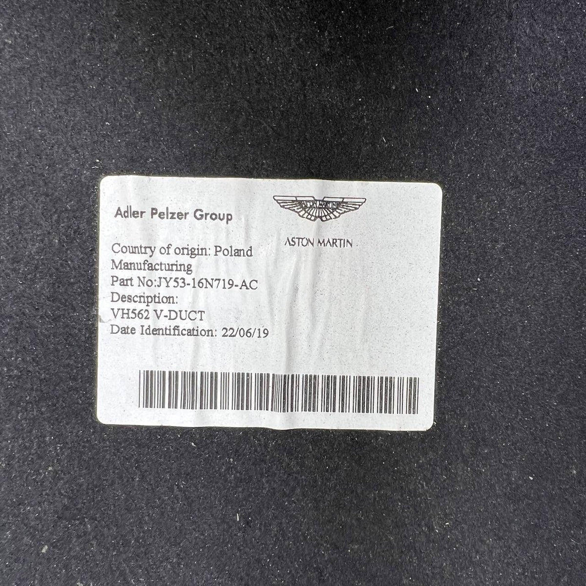 2018 2019 2020 ASTON MARTIN DB11 V8 ENGINE BONNET SOUND ABSORBER OEM 