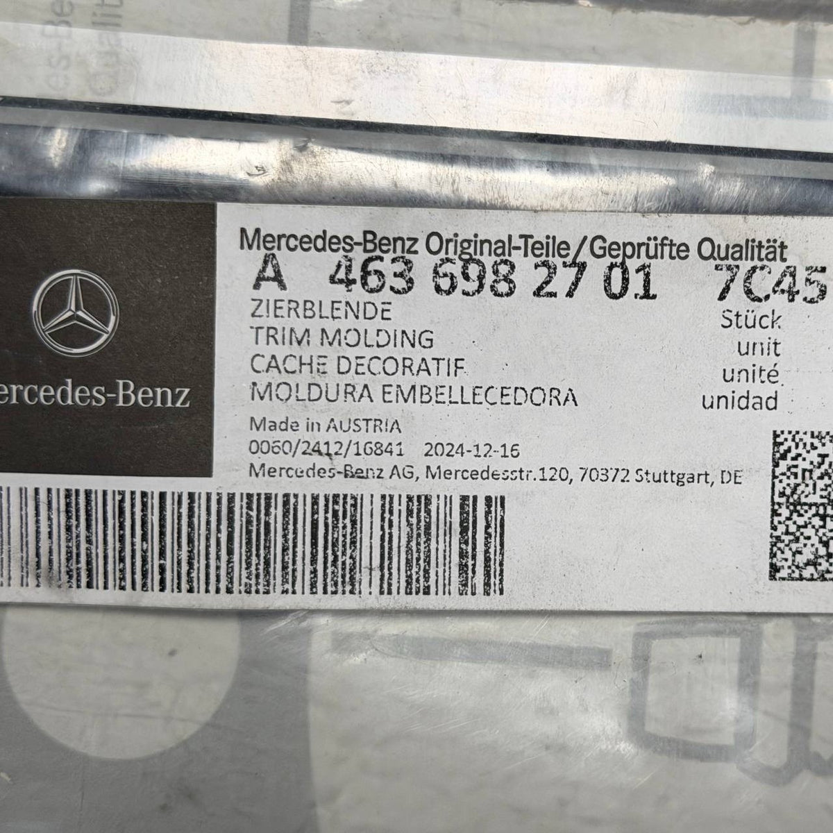 2019 2020 2021 2022-2024 MERCEDES BENZ W463 REAR FENDER MOLDING TRIM LEFT DRIVER