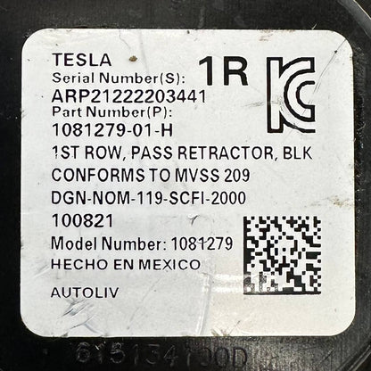 2017 2018 2019 2020-2023 TESLA MODEL 3 FRONT PASSENGER RIGHT SEAT BELT RETRACTOR
