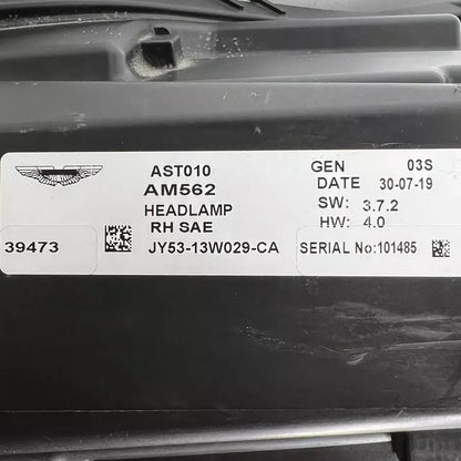 2017 2018 2019 2020 2021-2023 ASTON MARTIN DB11 HEADLIGHT HEADLAMP RIGHT OEM