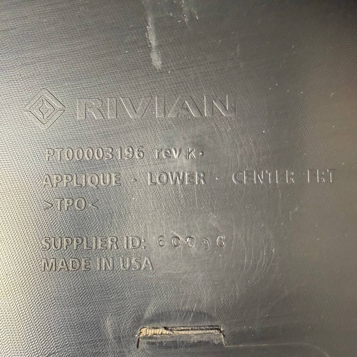 2022 2023-2026 RIVIAN R1T FRONT BUMPER LOWER APPLIQUE SKID PLATE VALANCE COVER