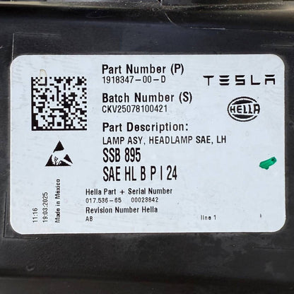 2025 2026 2027 TESLA MODEL Y LEFT DRIVER SIDE HEADLIGHT HEADLAMP OEM USED